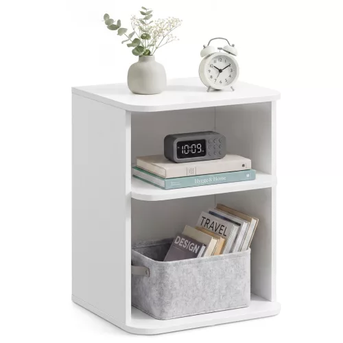 VASAGLE Snapsemble 3 szintes éjjeliszekrény felhőfehér kerekített sarkokkal