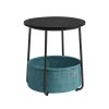 VASAGLE Modern Kerek Kisasztal Tárolókosárral Fekete-Türkiz