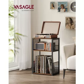 VASAGLE 3-szintes Lemezjátszó Állvány Rusztikus Barna