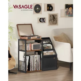   VASAGLE 3 szintes lemezjátszó állvány bakelit tárolóval rusztikus barna