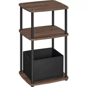 SONGMICS Ipari Stílusú Kisasztal Tárolókosárral Diófa