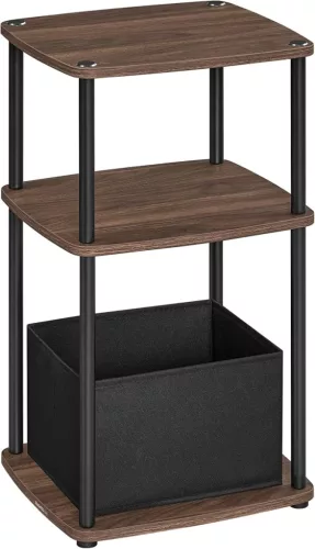 SONGMICS Ipari Stílusú Kisasztal Tárolókosárral Diófa