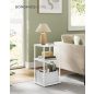 SONGMICS HOME Modern Kisasztal 3 Tárolópolccal és Textil Kosárral Hófehér