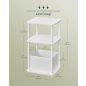 SONGMICS HOME Modern Kisasztal 3 Tárolópolccal és Textil Kosárral Hófehér