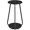 VASAGLE kétszintes kerek kisasztal üveg asztallappal és forgácslap polccal márványfekete