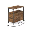 VASAGLE LET325B01 oldalsó asztal beépített elosztóval 2 fiókkal vintage barna