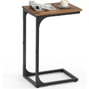   VASAGLE C-alakú Kisasztal Rusztikus Barna-Fekete Fém Vázzal