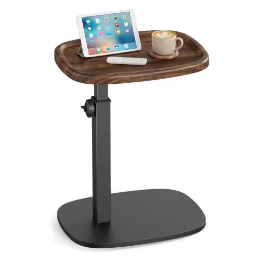 VASAGLE C-alakú dohányzóasztal állítható magassággal diófa barna és tintafekete