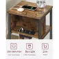   VASAGLE Oldalsó Asztal Éjjeliszekrény Beépített Aljzattal 2 AC és 2 USB Porttal Vintage Barna Fekete