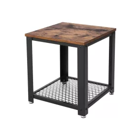   VASAGLE Industrial Vintage Kisasztal Fém Vázzal és Rácsos Polccal