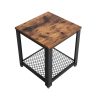 VASAGLE Industrial Vintage Kisasztal Fém Vázzal és Rácsos Polccal