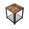 VASAGLE Industrial Vintage Kisasztal Fém Vázzal és Rácsos Polccal