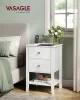 VASAGLE Bambusz Éjjeliszekrény Töltőfunkcióval Felhőfehér