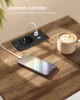 VASAGLE Siren LET628WJ01 Éjjeliszekrény Töltőállomással Felhőfehér-Meleg Barna USB Portokkal