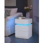 VASAGLE Modern LED Éjjeliszekrény Fehér 3 Fiókos