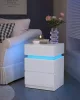 VASAGLE Modern LED Éjjeliszekrény Fehér 3 Fiókos