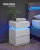 VASAGLE Modern LED Éjjeliszekrény Fehér 3 Fiókos
