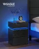 Vasagle LET630T56 éjjeliszekrény LED világítással 3 fiókkal fekete famintás
