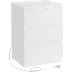   VASAGLE Modern Éjjeliszekrény Beépített Töltőállomással Felhőfehér