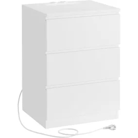   VASAGLE Modern Éjjeliszekrény Beépített Töltőállomással Felhőfehér