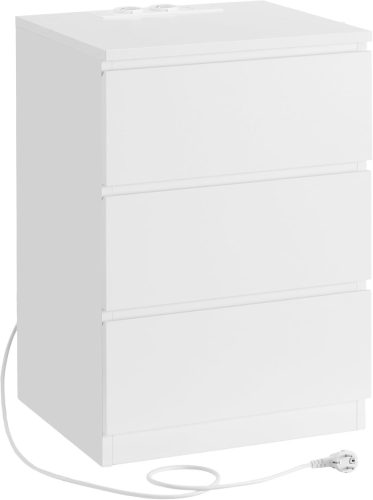 VASAGLE Modern Éjjeliszekrény Beépített Töltőállomással Felhőfehér