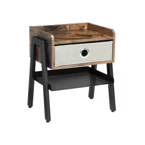   VASAGLE Vintage Éjjeliszekrény Textil Fiókkal és Fém Polccal