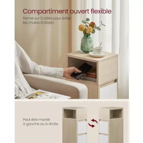   VASAGLE Kailyn éjjeliszekrény 2 fiókkal természetes bézs és felhőfehér