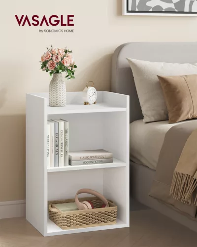 VASAGLE Custos Éjjeliszekrény Nyitott Rekeszekkel Állítható Polccal Felhőfehér