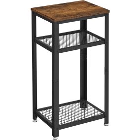   VASAGLE Vintage Ipari Kisasztal Rusztikus Fa Fém Hálós Polcokkal