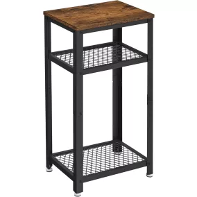   VASAGLE Vintage Ipari Kisasztal Rusztikus Fa Fém Hálós Polcokkal