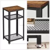 VASAGLE Vintage Ipari Kisasztal Rusztikus Fa Fém Hálós Polcokkal