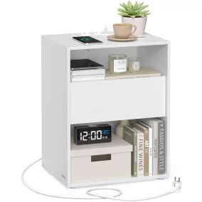   VASAGLE Modern Éjjeliszekrény Beépített Elosztóval Matt Fehér