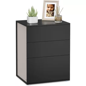   VASAGLE Modern Minimál Éjjeliszekrény 3 Fiókos Fekete-Cappuccino