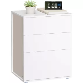   VASAGLE Modern Minimál Éjjeliszekrény 3 Fiókos Szerszámmentes Matt Fehér-Cappuccino