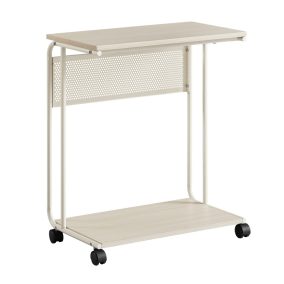 VASAGLE C-alakú Görgős Kisasztal Krémfehér