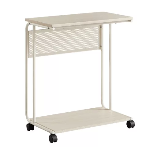 VASAGLE C-alakú Görgős Kisasztal Krémfehér