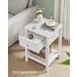   VASAGLE Bambusz Éjjeliszekrény Szett Fehér Minimál Stílusú Fiókos Kisasztal