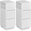 VASAGLE 2 db-os Keskeny Éjjeliszekrény Szett 2 Fiókkal Felhőfehér