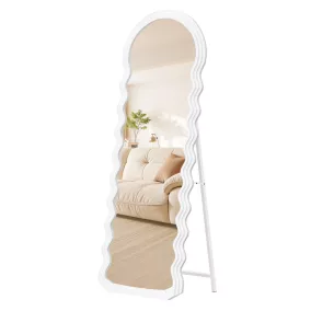   SONGMICS LFM027W01 teljes alakos álló tükör hullámvonalas MDF kerettel felhőfehér 160 x 50 cm