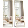 SONGMICS teljes alakos tükör 160 x 50 cm alumínium ötvözet kerettel edzett üveggel halvány arany