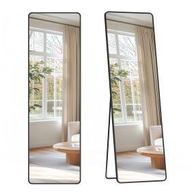   SONGMICS teljes alakos álló tükör alumínium ötvözet kerettel edzett üveg tintafekete 150 x 40 cm