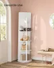 SONGMICS álló tükör 360° forgatható polcokkal és akasztókkal 163 x 45 cm felhőfehér