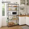 SONGMICS 6 Szintes Állítható Fém Polcrendszer Fekete