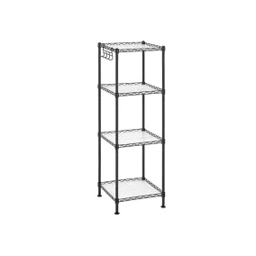   SONGMICS 4-Szintes Fürdőszobai Állvány Fekete Fém Tárolópolc