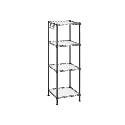 SONGMICS 4-Szintes Fürdőszobai Állvány Fekete Fém Tárolópolc