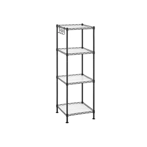 SONGMICS 4-Szintes Fürdőszobai Állvány Fekete Fém Tárolópolc