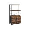 SONGMICS Ipari Tárolószekrény Rusztikus Barna-Fekete Fiókokkal és Polcokkal