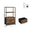 SONGMICS Ipari Tárolószekrény Rusztikus Barna-Fekete Fiókokkal és Polcokkal