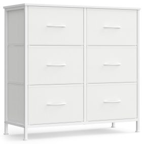 SONGMICS fiókos szekrény 6 fiókkal acél MDF fehér