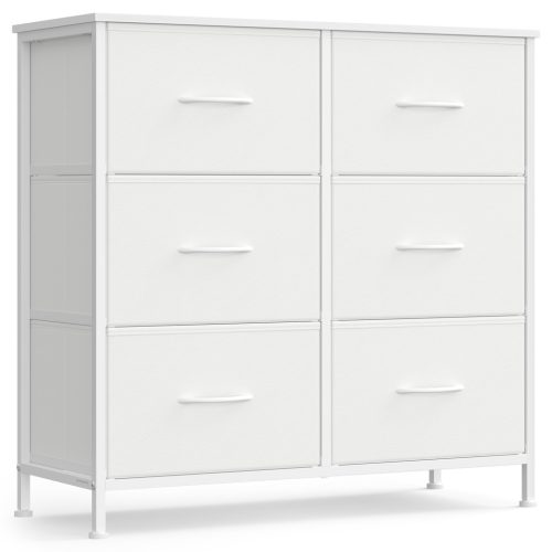 SONGMICS fiókos szekrény 6 fiókkal acél MDF fehér